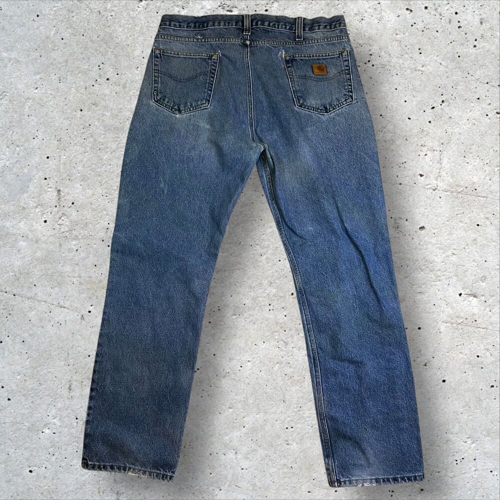 Carhartt Denim Jeans Men's Size 38x32 B480-DVB Blue Workwear Pants - Picture 5 of 12